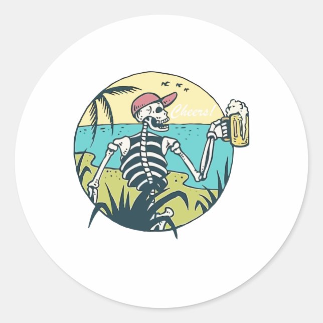 Cheers Skull Classic Round Sticker (Front)