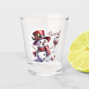 Cheers Snowman Drinking Wine Shot Glass