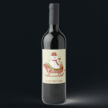 Cheers Snowman with Wine and Sled Christmas   Wine Label<br><div class="desc">Christmas Snowman Holding Wine Labels Stickers</div>
