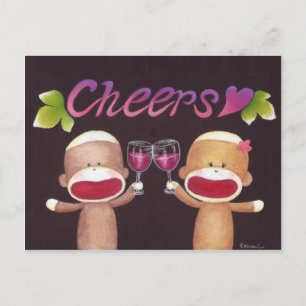 Cheers Sock Monkeys Postcard