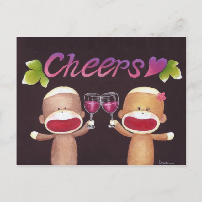 Cheers Sock Monkeys Postcard (Front)