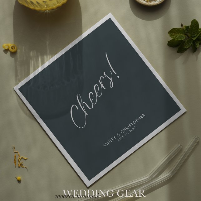Cheers! Space Grey Minimal Any Occasion Cocktail Napkin (Creator Uploaded)