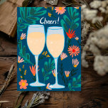 Cheers! Sparkling Wine Champagne Flowers Congrats  Postcard<br><div class="desc">Sweet painting of two champagne glasses to wish someone congratulations. Click "edit using design tool" to add text on the back. Check my shop for more or let me know if you'd like something custom! I can create custom art if you like! :) Just send me a direct message. Also...</div>