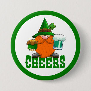 Cheers St. Patrick’s Day Leprechaun 7.5 Cm Round Badge