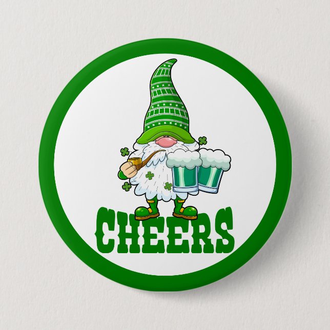 Cheers St. Patrick’s Day Leprechaun Button (Front)