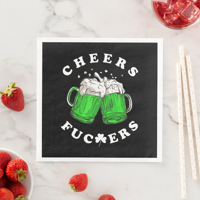 Cheers St Patricks Day Beer Drinking Funny Napkin (Insitu)