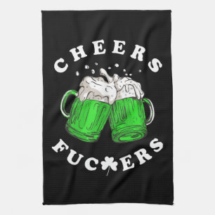 Cheers St Patricks Day Beer Drinking Funny Tea Towel