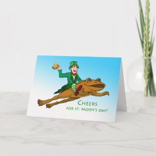 Cheers St. Patrick's Day Leprechaun Frog and Beer Card