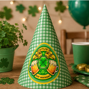 Cheers St Patricks Day Shamrock  21st Birthday  Party Hat