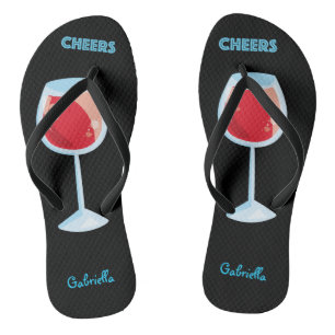 Cheers Summer Red Wine Flip Flops