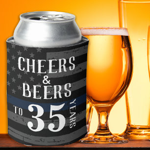 Cheers Thin Blue Line Custom Police Retirement Can Cooler