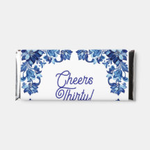 Cheers thirty birthday royal blue floral border na