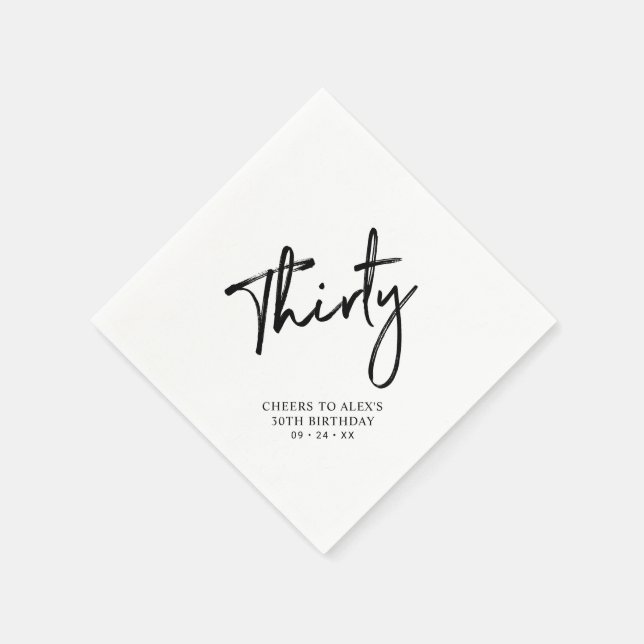 Cheers Thirty | Modern Adult 30th Birthday Party Napkin (Corner)