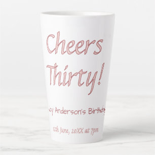 cheers thirty pink maron name trendy birthday simp latte mug