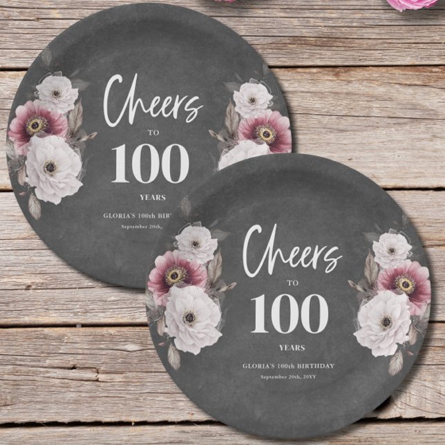  Cheers to 100th Birthday  Paper Plate (Creator Uploaded)