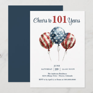 Cheers to 101 Years Birthday Party  Invitation