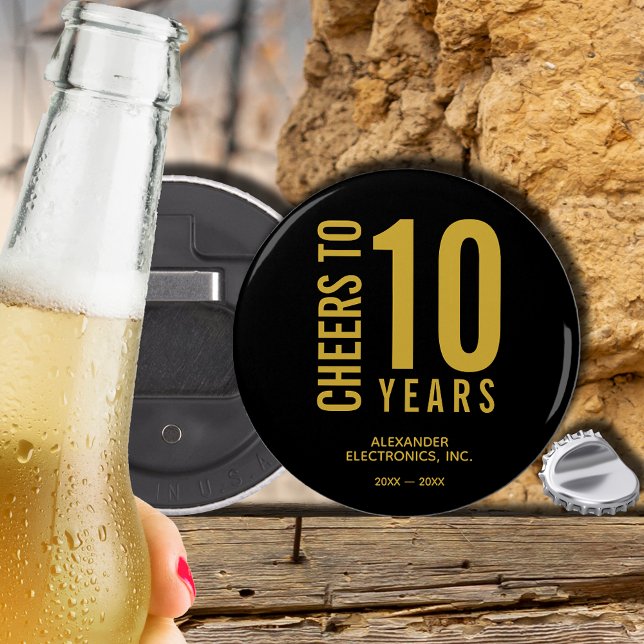 Cheers to 10 Years Business Anniversary Bottle Opener (Creator Uploaded)