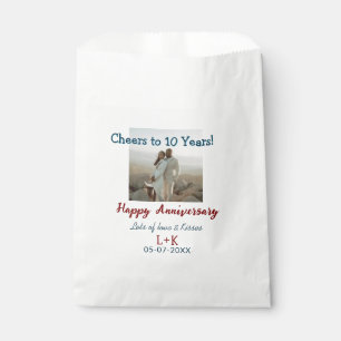 Cheers to 10 Years happy anniversary add photo dat Favour Bag