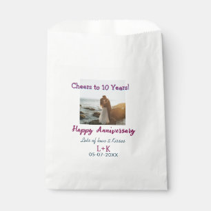 Cheers to 10 Years happy anniversary add photo dat Favour Bag