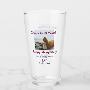 Cheers to 10 Years happy anniversary add photo dat Glass