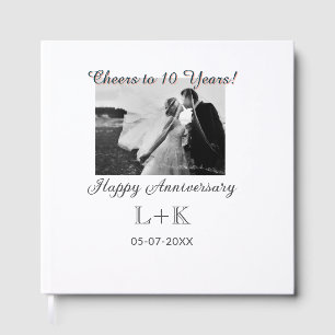 Cheers to 10 Years happy anniversary add photo dat Guest Book