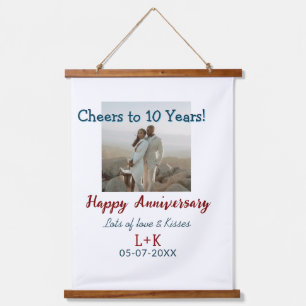 Cheers to 10 Years happy anniversary add photo dat Hanging Tapestry