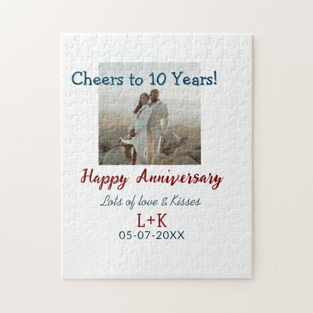 Cheers to 10 Years happy anniversary add photo dat Jigsaw Puzzle (Vertical)