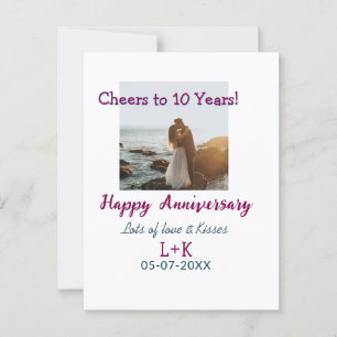 Cheers to 10 Years happy anniversary add photo dat Postcard