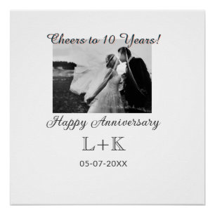 Cheers to 10 Years happy anniversary add photo dat Poster