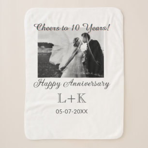 Cheers to 10 Years happy anniversary add photo dat Sherpa Blanket