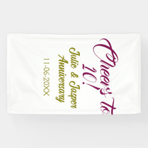 Cheers to 10th wedding anniversary mauve golden na banner