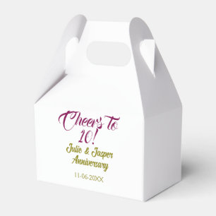 Cheers to 10th wedding anniversary mauve golden na favour box