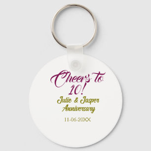Cheers to 10th wedding anniversary mauve golden na key ring