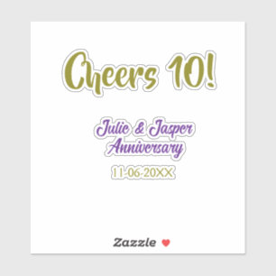 Cheers to 10th wedding anniversary purpl golden na