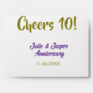 Cheers to 10th wedding anniversary purpl golden na envelope
