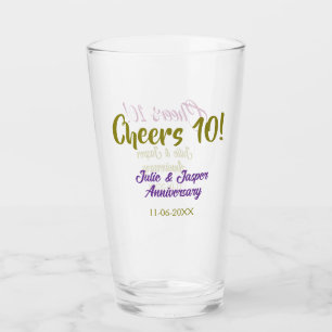 Cheers to 10th wedding anniversary purpl golden na glass
