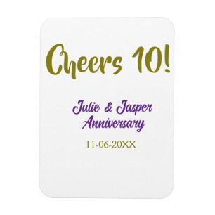 Cheers to 10th wedding anniversary purpl golden na magnet