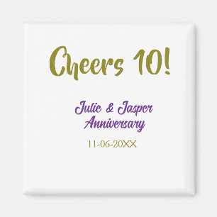 Cheers to 10th wedding anniversary purpl golden na magnet