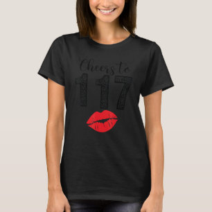 Cheers To 117 Years Lips Happy Birthday Leopard Bo T-Shirt