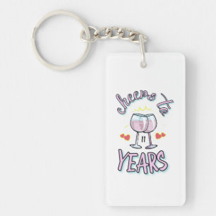 Cheers to 11 years wedding anniversary champagne key ring