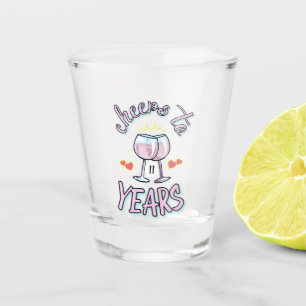 Cheers to 11 years wedding anniversary champagne shot glass