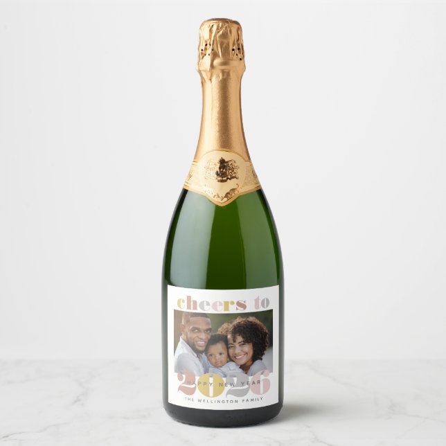Cheers to 2023 New Year Holiday Photo Wine Label (Front)