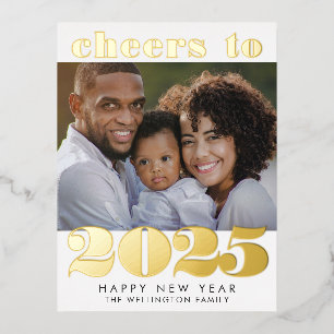 Cheers to 2024 New Year Photo Gold Foil Holiday Postcard