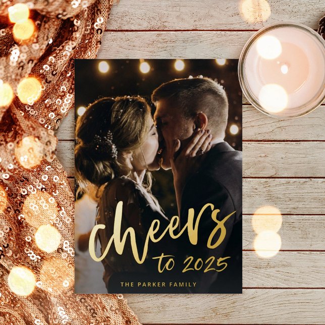 Cheers to 2025 | New Year Gold Foil Holiday Card (Creator Uploaded)