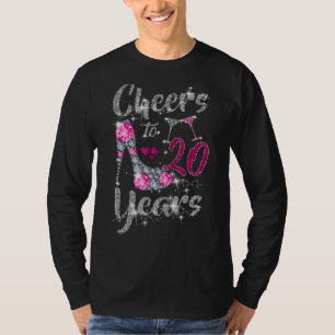 Cheers To 20 Years  20th Birthday Wine Shoes Diamo T-Shirt