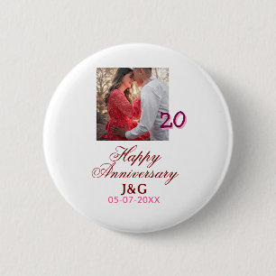 Cheers to 20 Years happy anniversary add photo dat 6 Cm Round Badge