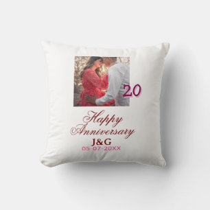 Cheers to 20 Years happy anniversary add photo dat Cushion