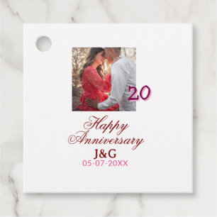 Cheers to 20 Years happy anniversary add photo dat Favour Tags