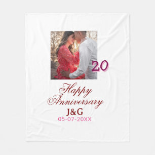 Cheers to 20 Years happy anniversary add photo dat Fleece Blanket
