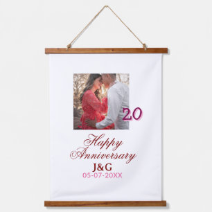 Cheers to 20 Years happy anniversary add photo dat Hanging Tapestry